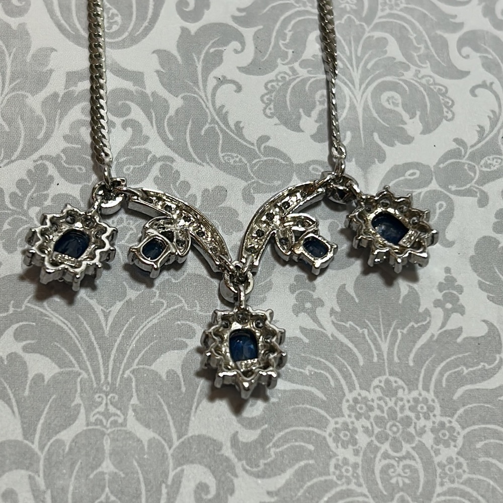 Elegant Sapphire and CZ Necklace - Picture 5 of 5